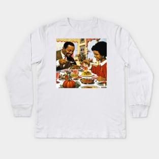 African-American Couple Eating Thanksgiving Dinner Kids Long Sleeve T-Shirt